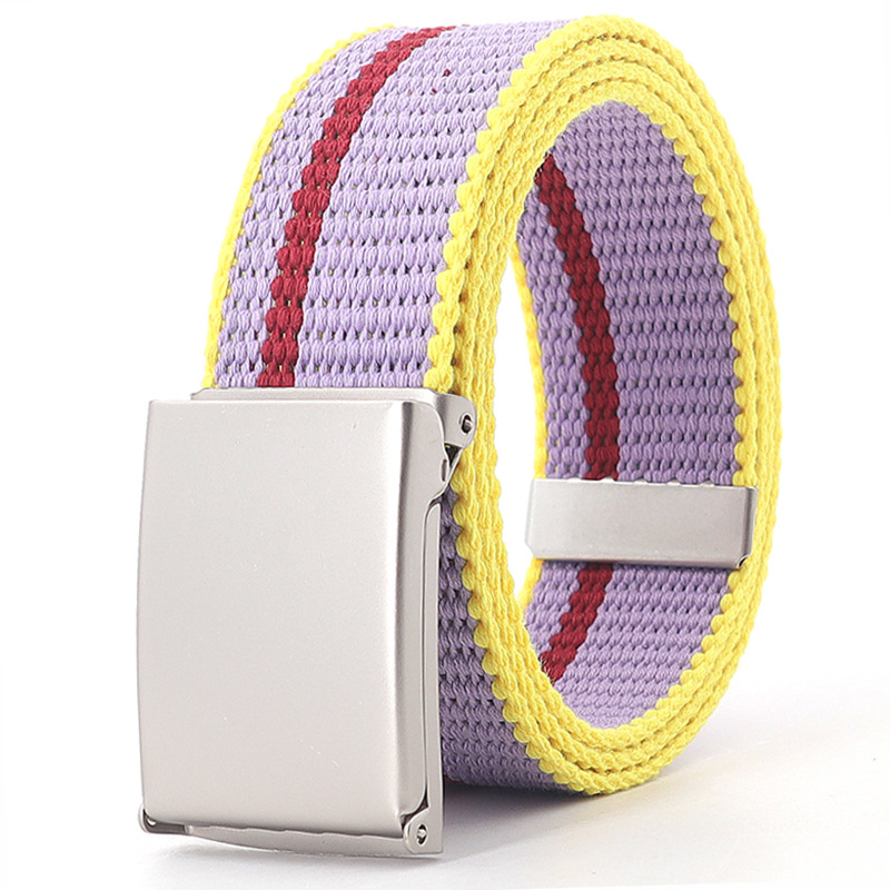 Rainbow Stripes Canvas Belt Jeans Waistband Adjustable Belt Outdoor Travel - Metal Buckle Belt for Women Multicolor
