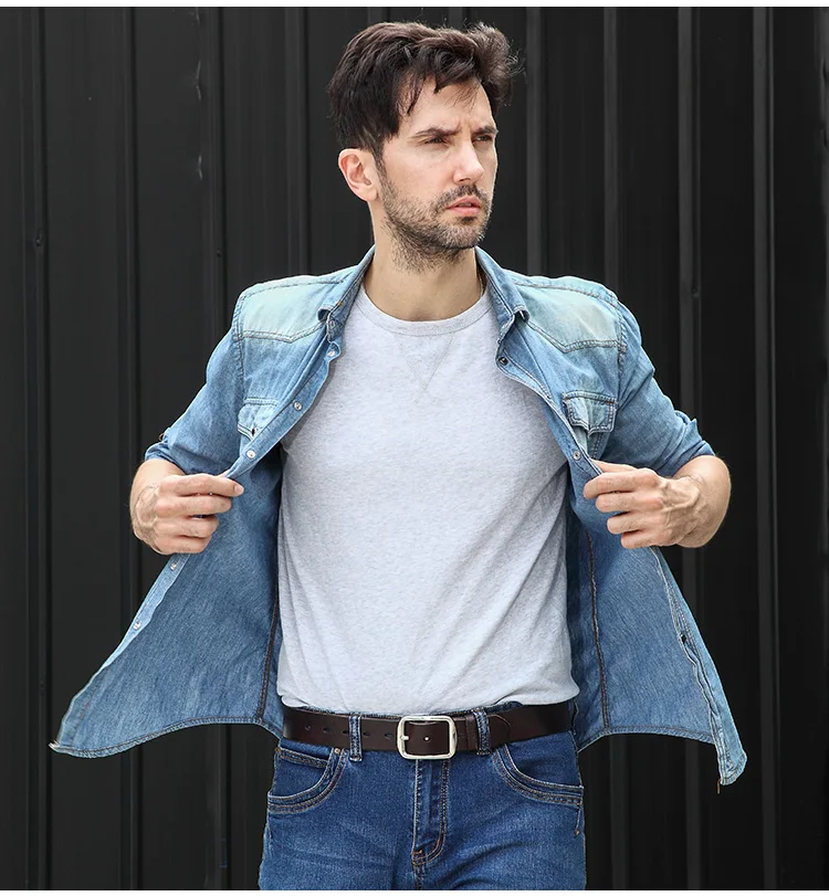 Belt men's leather needle buckle layer genuine cowhide stainless steel buckle men's belt youth casual handmade jeans belt