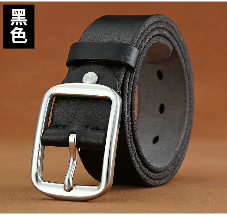 Belt men's leather needle buckle layer genuine cowhide stainless steel buckle men's belt youth casual handmade jeans belt