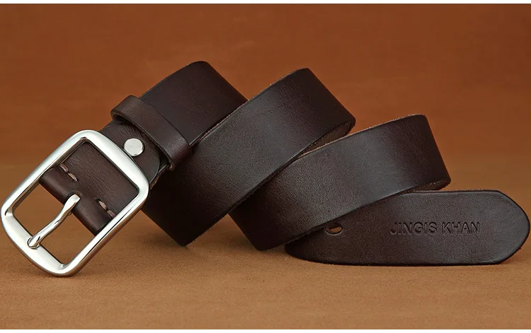 Belt men's leather needle buckle layer genuine cowhide stainless steel buckle men's belt youth casual handmade jeans belt