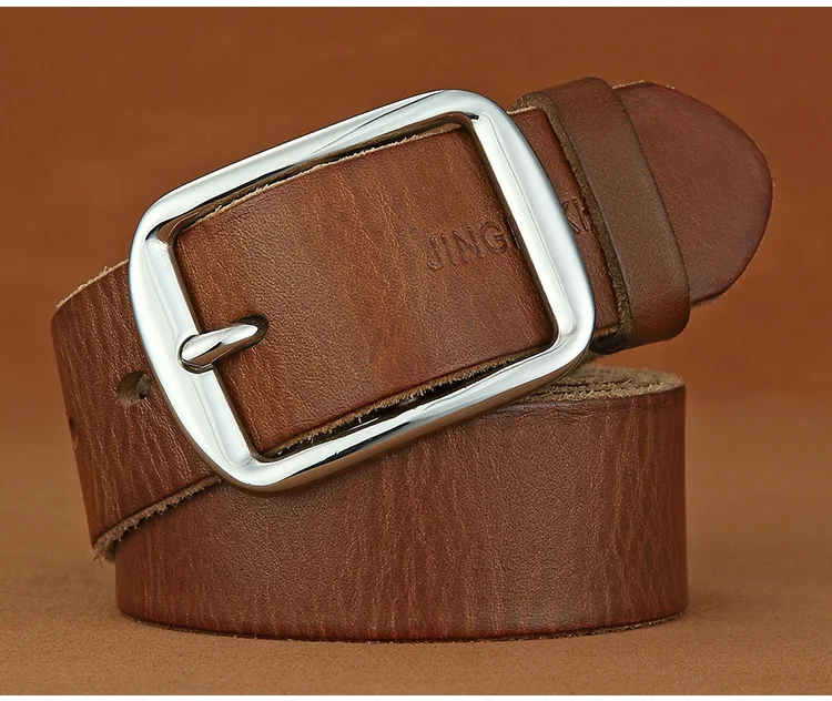 Belt men's leather needle buckle layer genuine cowhide stainless steel buckle men's belt youth casual handmade jeans belt