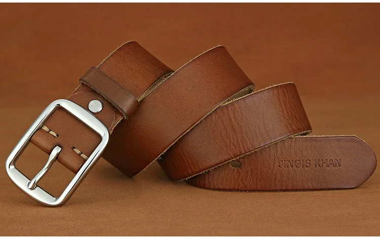 Belt men's leather needle buckle layer genuine cowhide stainless steel buckle men's belt youth casual handmade jeans belt