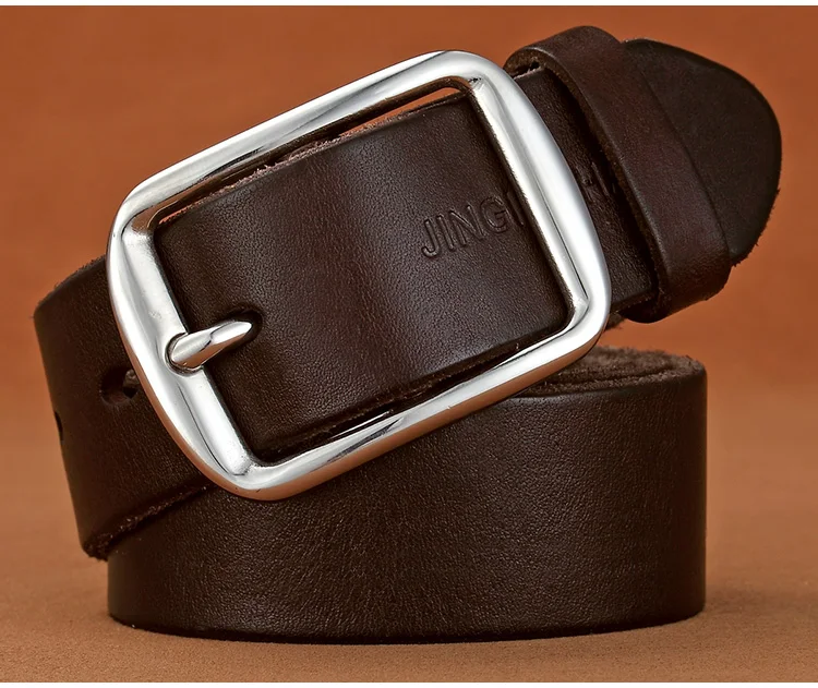 Belt men's leather needle buckle layer genuine cowhide stainless steel buckle men's belt youth casual handmade jeans belt