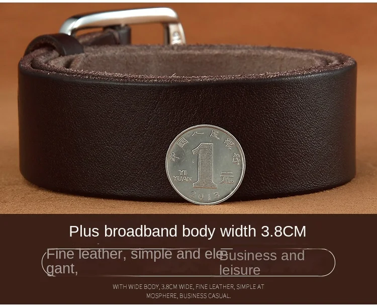 Belt men's leather needle buckle layer genuine cowhide stainless steel buckle men's belt youth casual handmade jeans belt