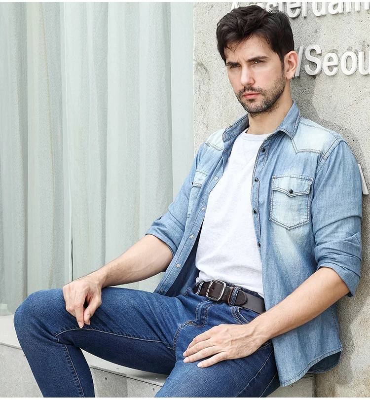Belt men's leather needle buckle layer genuine cowhide stainless steel buckle men's belt youth casual handmade jeans belt
