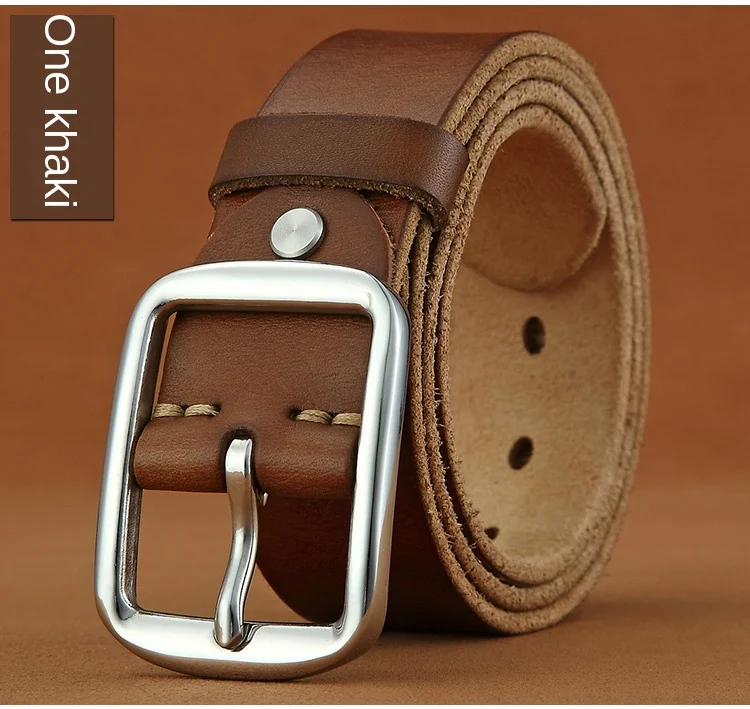 Belt men's leather needle buckle layer genuine cowhide stainless steel buckle men's belt youth casual handmade jeans belt
