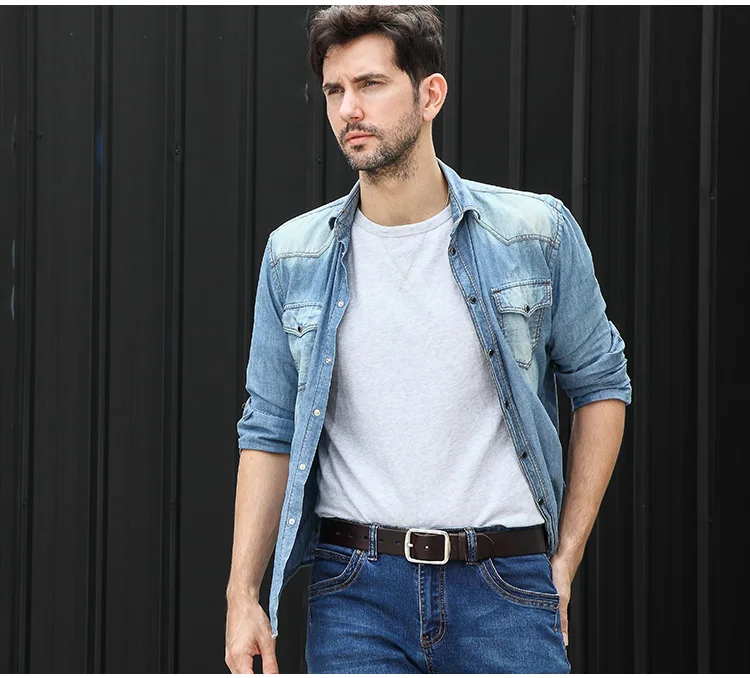 Belt men's leather needle buckle layer genuine cowhide stainless steel buckle men's belt youth casual handmade jeans belt