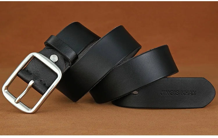 Belt men's leather needle buckle layer genuine cowhide stainless steel buckle men's belt youth casual handmade jeans belt