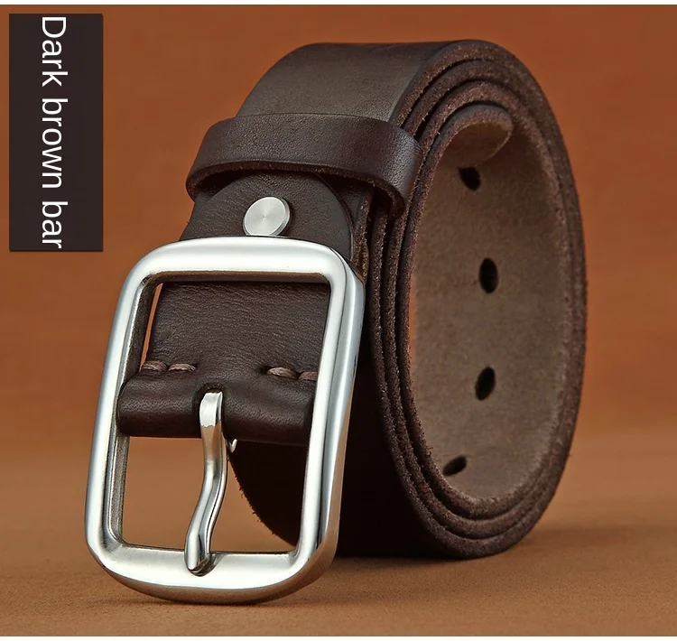 Belt men's leather needle buckle layer genuine cowhide stainless steel buckle men's belt youth casual handmade jeans belt