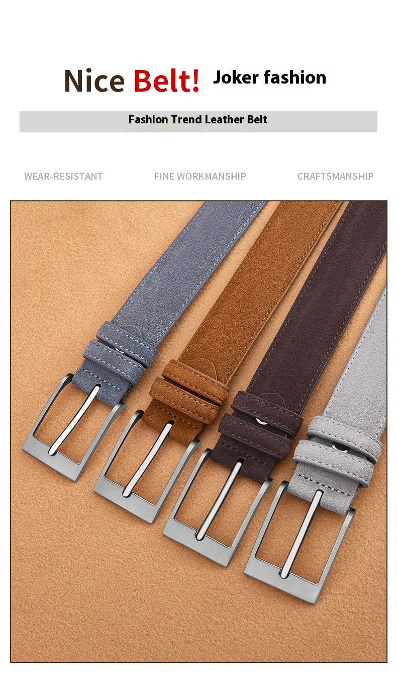 2025 new suede belt, popular style, casual belt, suitable for both men and women, fashionable style, durable belt
