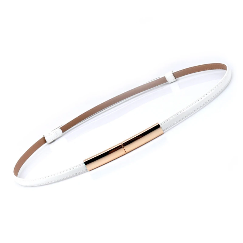 Adjustable Elastic Ladies Dress Waist Belt Slim Leather Women Belt Gold Buckle Black White Blue Skinny Female Belt pasek damski