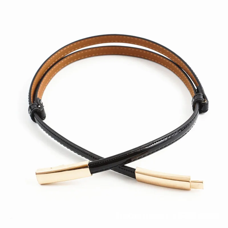 Adjustable Elastic Ladies Dress Waist Belt Slim Leather Women Belt Gold Buckle Black White Blue Skinny Female Belt pasek damski