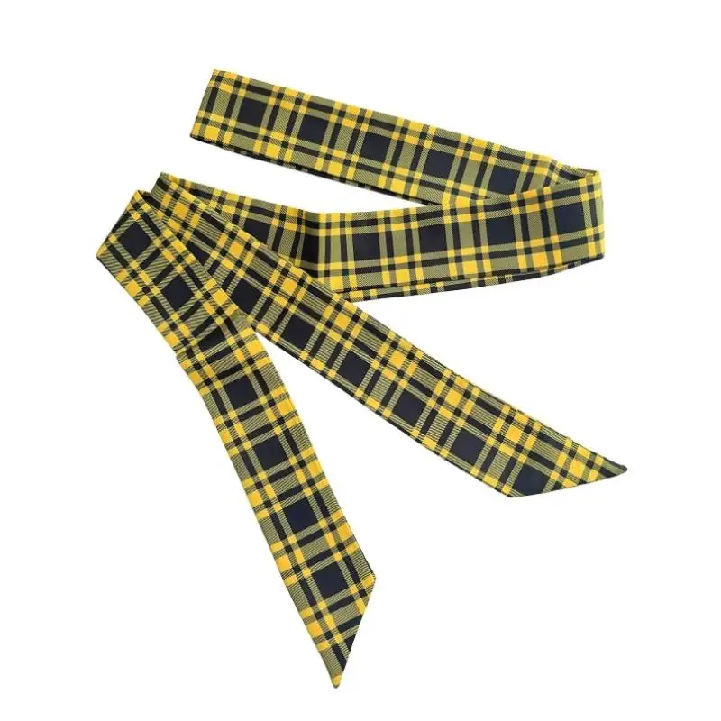 Long Skinny Plaid Waist Belt With Jeans Necktie Scarf Decorative Accessory Personality Trendy Hairband Fashionable Accessory