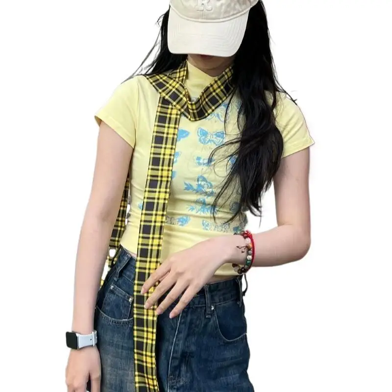 Long Skinny Plaid Waist Belt With Jeans Necktie Scarf Decorative Accessory Personality Trendy Hairband Fashionable Accessory
