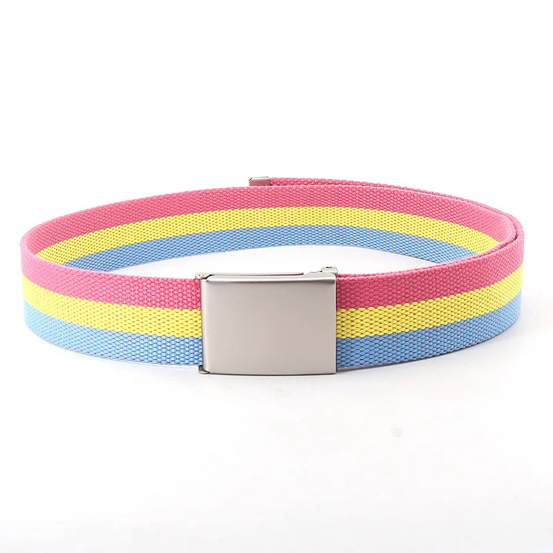 3.8cmX120cm Rainbow Striped Belt Unisex Luxury Brand Design High Quality Slim Belt Fashion Casual Jeans Dress Accessories