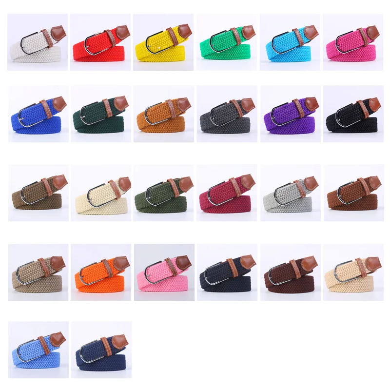 New Women's Men's Canvas Belt High Quality Elastic Casual Woven Waist Strap Needle Buckle Belts for Men Women 107/120/130cm