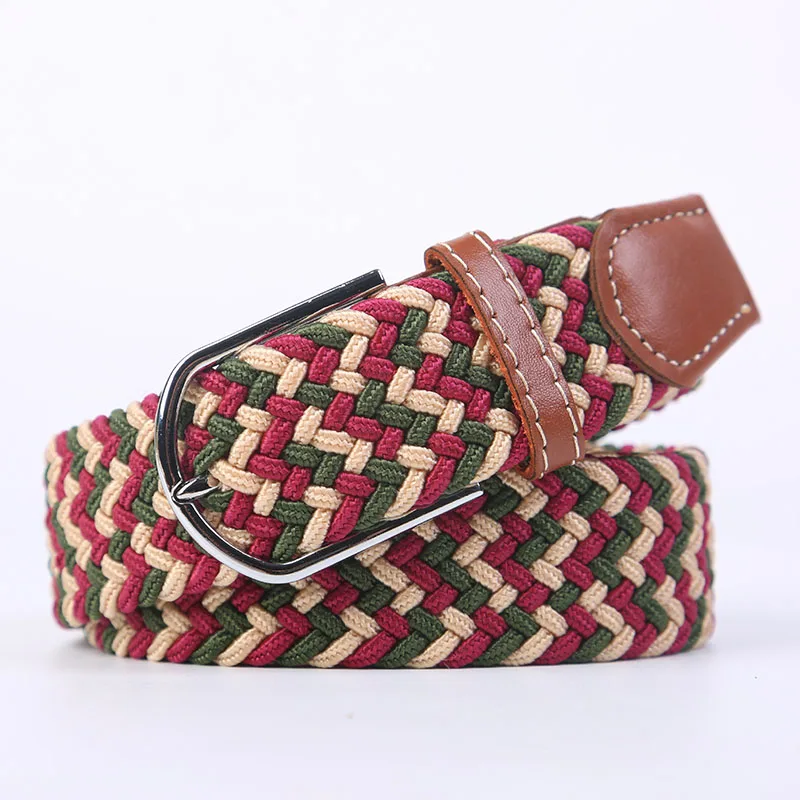 New Women's Men's Canvas Belt High Quality Elastic Casual Woven Waist Strap Needle Buckle Belts for Men Women 107/120/130cm