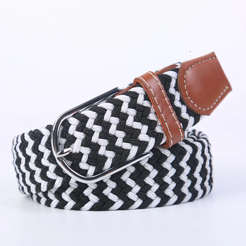 New Women's Men's Canvas Belt High Quality Elastic Casual Woven Waist Strap Needle Buckle Belts for Men Women 107/120/130cm