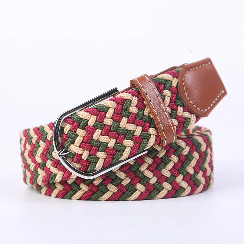 New Women's Men's Canvas Belt High Quality Elastic Casual Woven Waist Strap Needle Buckle Belts for Men Women 107/120/130cm