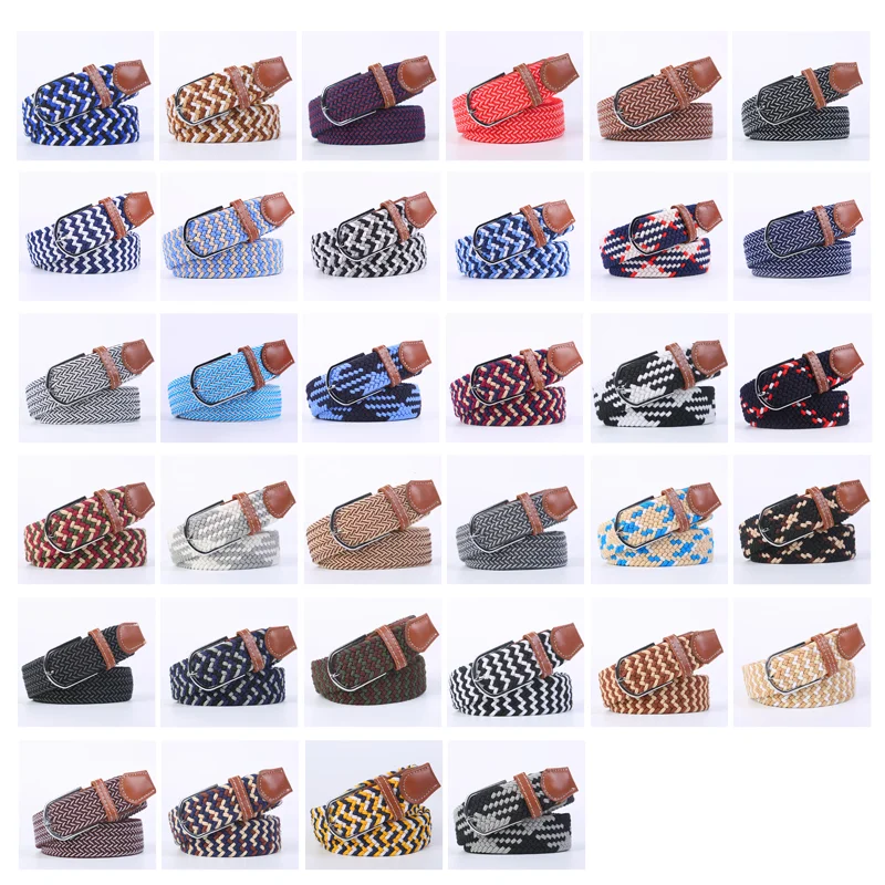 New Women's Men's Canvas Belt High Quality Elastic Casual Woven Waist Strap Needle Buckle Belts for Men Women 107/120/130cm