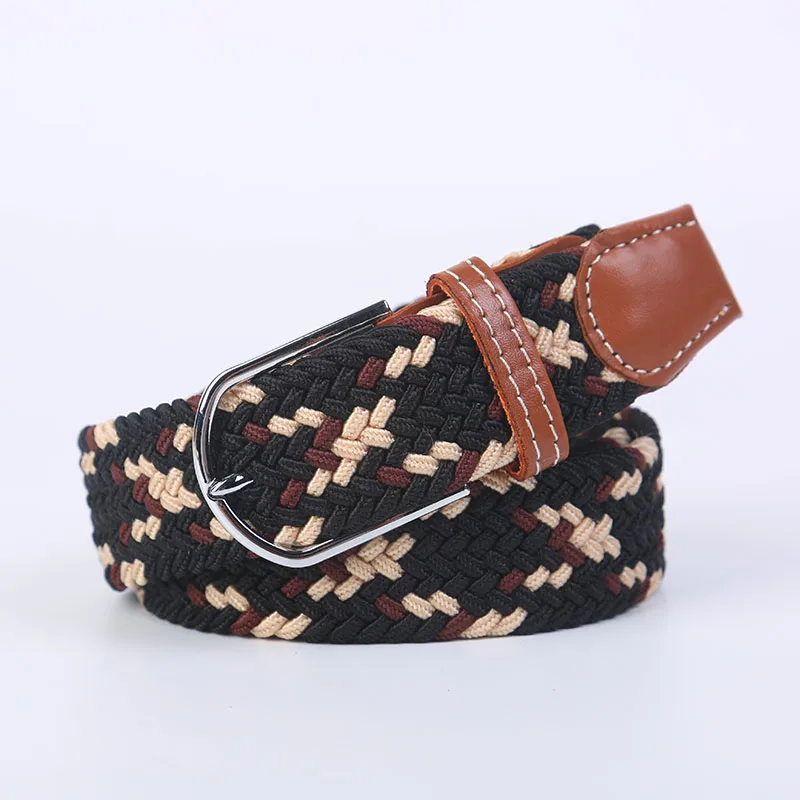 New Women's Men's Canvas Belt High Quality Elastic Casual Woven Waist Strap Needle Buckle Belts for Men Women 107/120/130cm