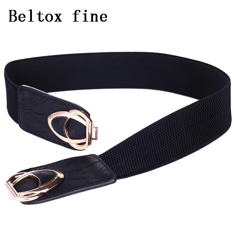 Fashion Thick PU Leather Elastic Wide Belts for Women Stretch Waist Dress Plus Size