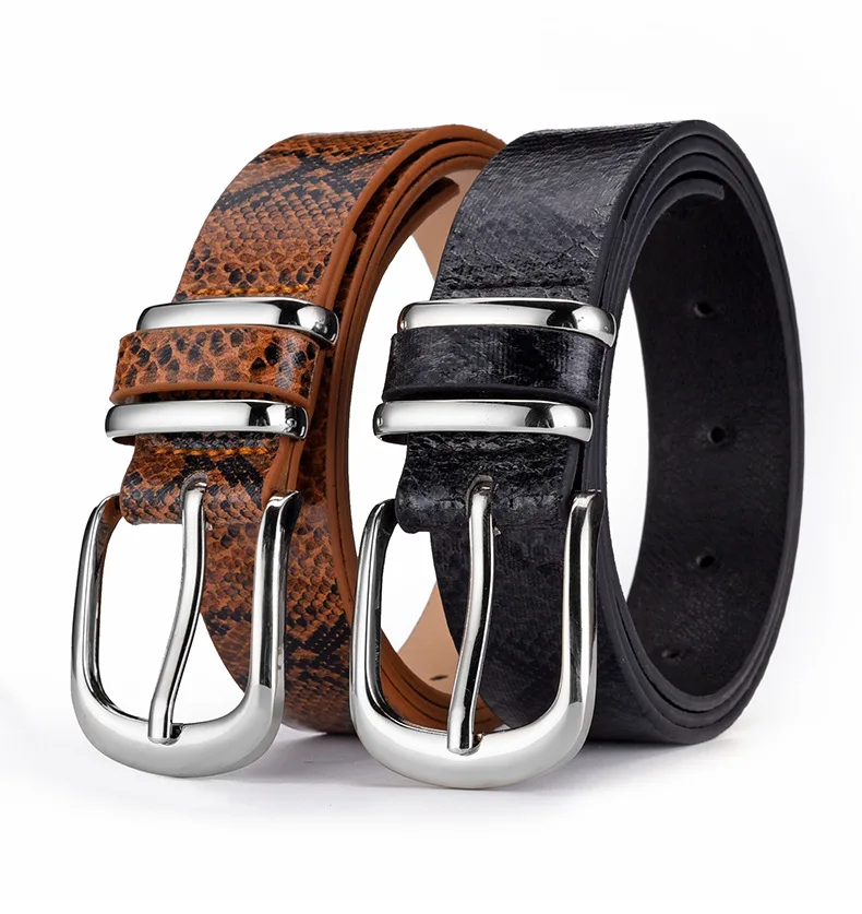 2.8x106cm Fashion Leopard Belt Women Snake Print Waistband PU Leather Pin Buckle Belts for Ladies Female
