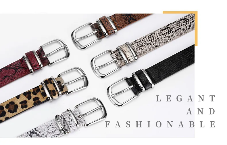 2.8x106cm Fashion Leopard Belt Women Snake Print Waistband PU Leather Pin Buckle Belts for Ladies Female