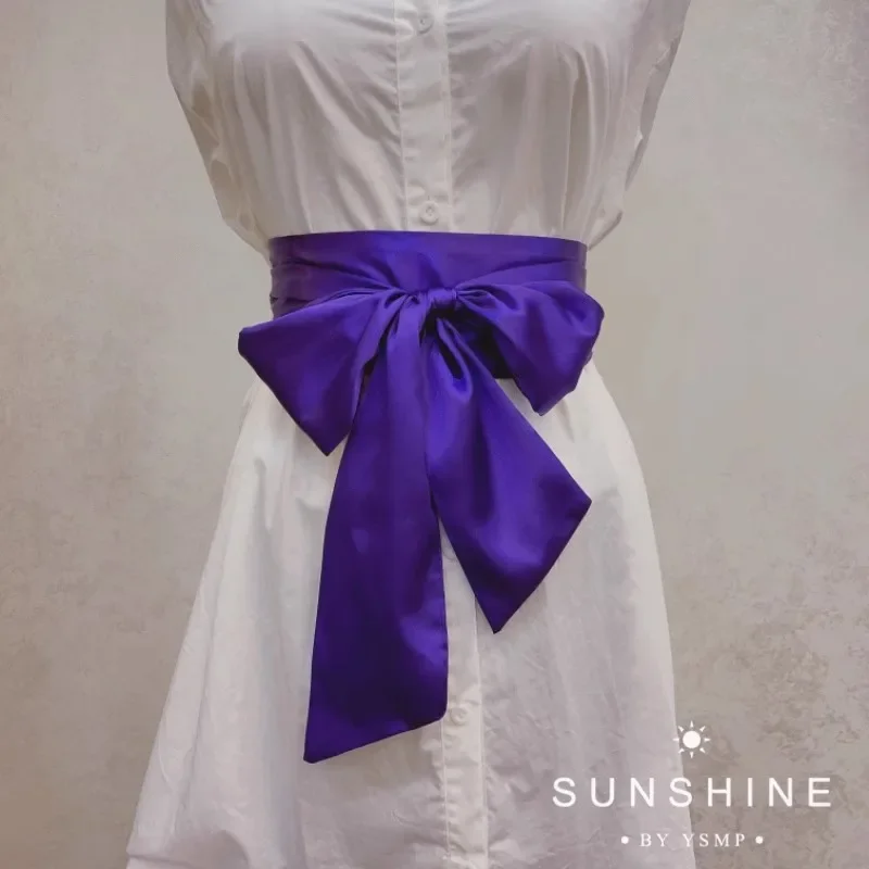 Satin Ribbon Bow Wide Corset Belt 9.5x250cm Wine White Red Black Pink Yellow Navy DIY Bowknot Waistband for Women Girl