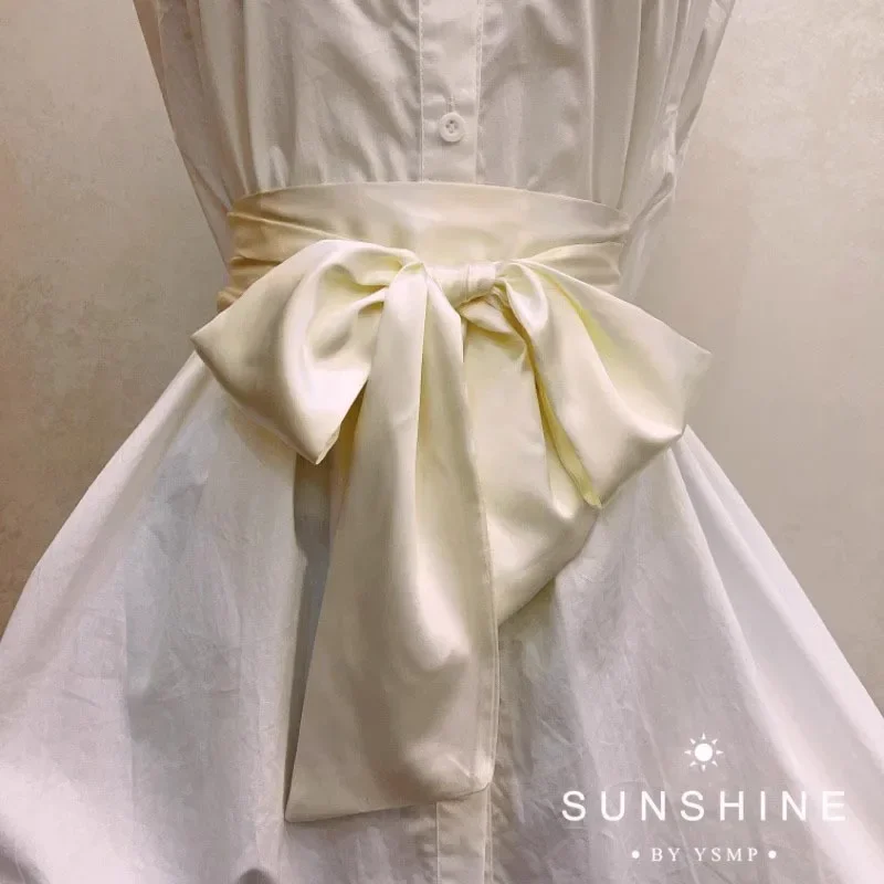 Satin Ribbon Bow Wide Corset Belt 9.5x250cm Wine White Red Black Pink Yellow Navy DIY Bowknot Waistband for Women Girl