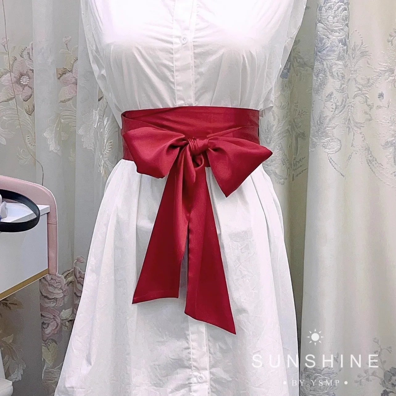 Satin Ribbon Bow Wide Corset Belt 9.5x250cm Wine White Red Black Pink Yellow Navy DIY Bowknot Waistband for Women Girl