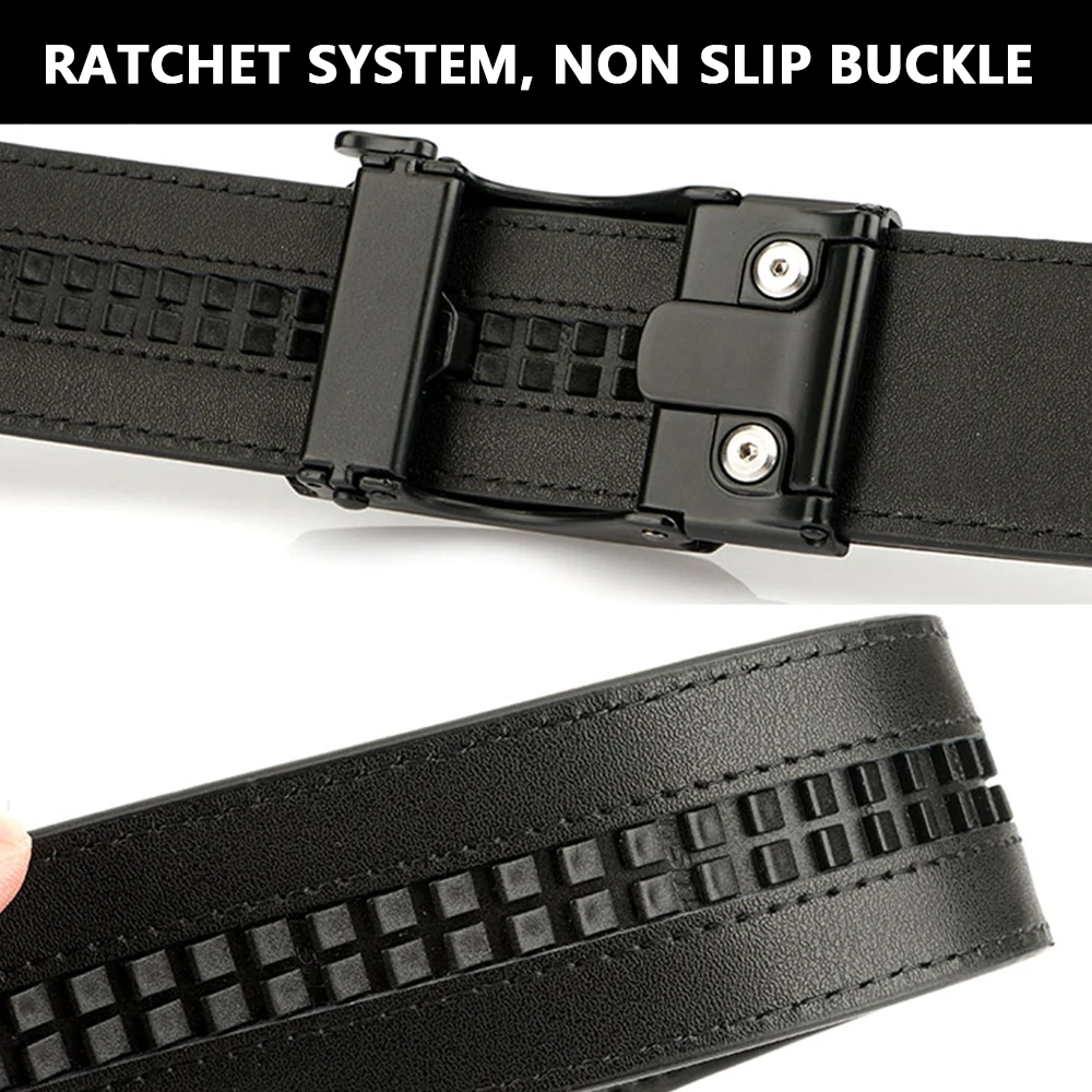 TUSHI Leather Tactical Belt for Men with Luxury Automatic Buckle High Quality IPSC Girdle Black Designer Belt