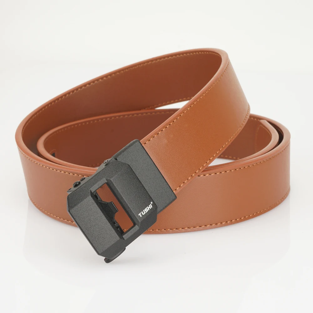 TUSHI Leather Tactical Belt for Men with Luxury Automatic Buckle High Quality IPSC Girdle Black Designer Belt