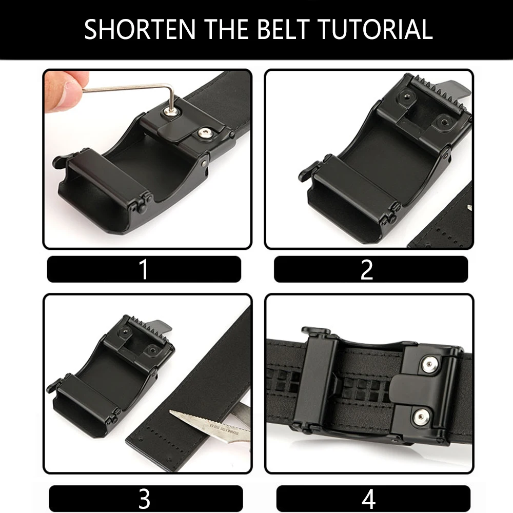 TUSHI Leather Tactical Belt for Men with Luxury Automatic Buckle High Quality IPSC Girdle Black Designer Belt