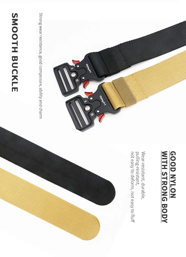 Flying Art 50MM Wide Belt Military Nylon Tactical Belt Outdoor Training New Unisex Pants Accessories Fashion Designer Waistband
