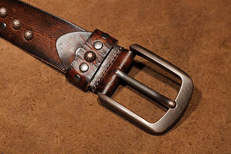 Mens Punk Belt Pin Buckle Genuine Leather Skull Rivet Belt For Man Joker Jeans Designer Exclusive Cowskin Leather Belt For Jeans