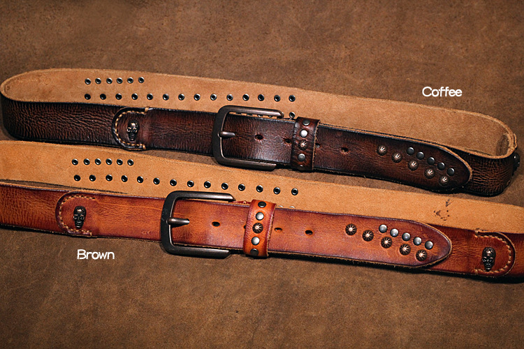 Mens Punk Belt Pin Buckle Genuine Leather Skull Rivet Belt For Man Joker Jeans Designer Exclusive Cowskin Leather Belt For Jeans