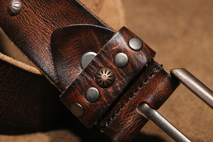 Mens Punk Belt Pin Buckle Genuine Leather Skull Rivet Belt For Man Joker Jeans Designer Exclusive Cowskin Leather Belt For Jeans