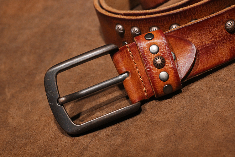 Mens Punk Belt Pin Buckle Genuine Leather Skull Rivet Belt For Man Joker Jeans Designer Exclusive Cowskin Leather Belt For Jeans