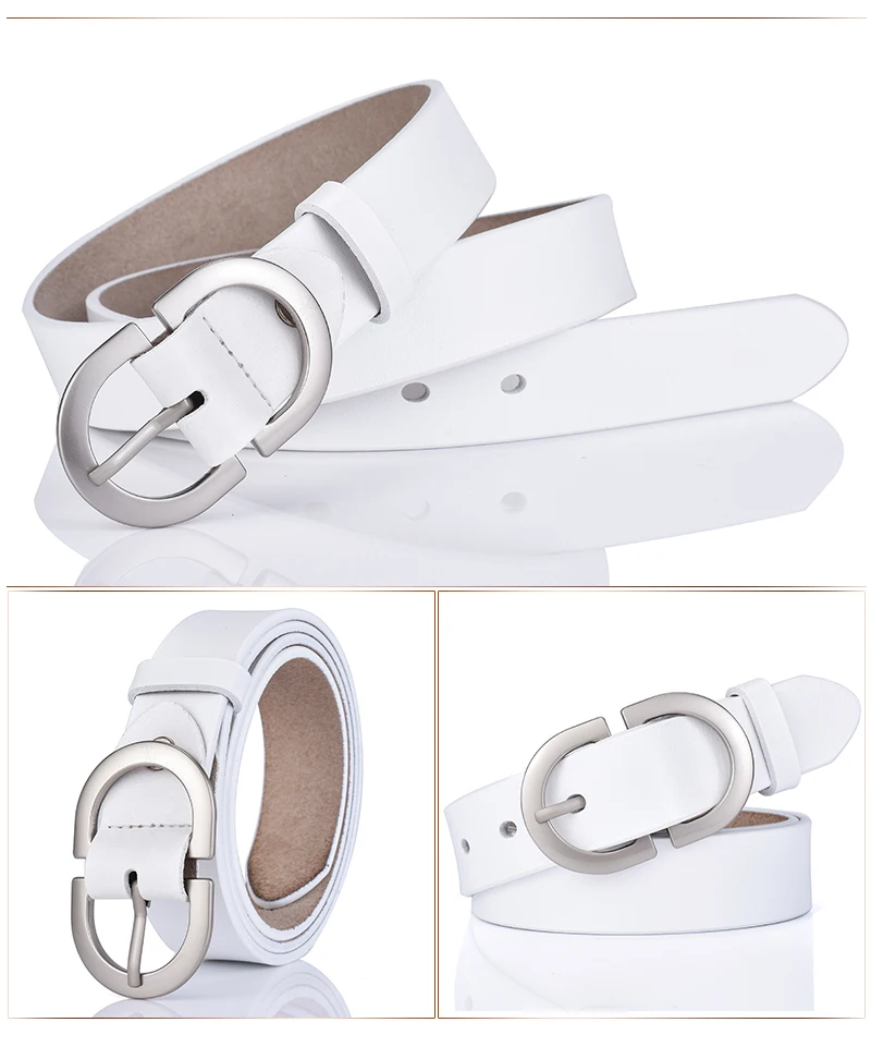 VATLTY 2022 Women's Leather Belt 2.8cm Natural Cowhide Silver Alloy Buckle Thin Belt Female Jeans Trousers Girdles Waistband