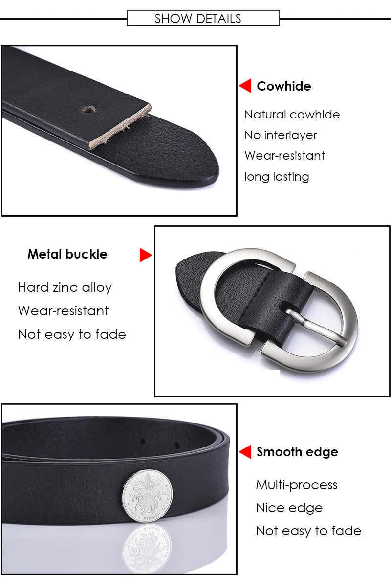VATLTY 2022 Women's Leather Belt 2.8cm Natural Cowhide Silver Alloy Buckle Thin Belt Female Jeans Trousers Girdles Waistband