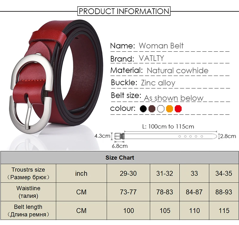 VATLTY 2022 Women's Leather Belt 2.8cm Natural Cowhide Silver Alloy Buckle Thin Belt Female Jeans Trousers Girdles Waistband