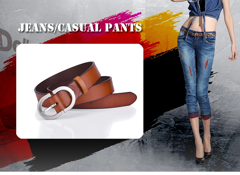 VATLTY 2022 Women's Leather Belt 2.8cm Natural Cowhide Silver Alloy Buckle Thin Belt Female Jeans Trousers Girdles Waistband