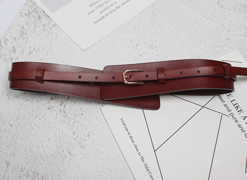Women Head Layer Cowhide Suit Coat Wide Waistband ins Style Fashion European American Genuine Leather Waist Seal for Woman
