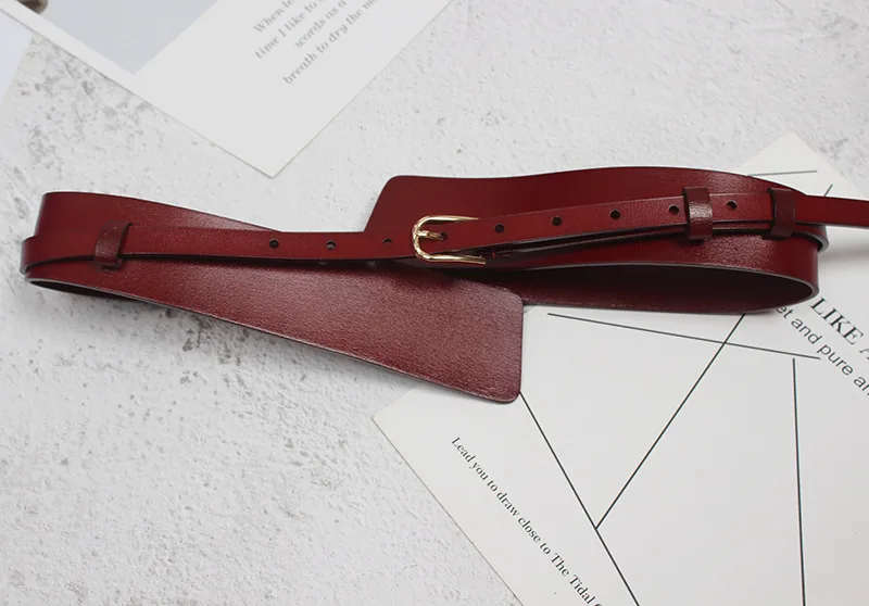 Women Head Layer Cowhide Suit Coat Wide Waistband ins Style Fashion European American Genuine Leather Waist Seal for Woman