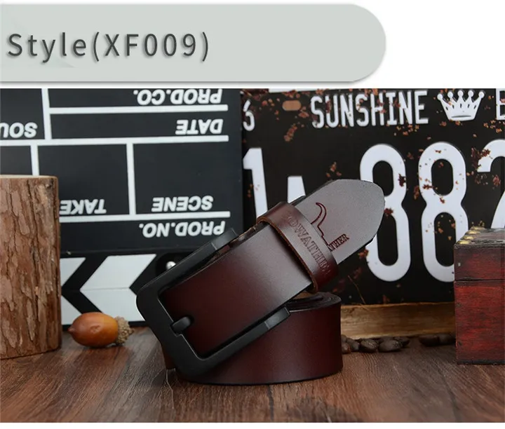 COWATHER male belt for mens high quality cow genuine leather belts 2021 hot sale strap fashion new jeans Black Buckle XF010