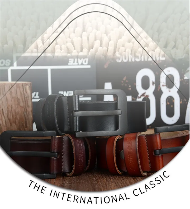 COWATHER male belt for mens high quality cow genuine leather belts 2021 hot sale strap fashion new jeans Black Buckle XF010
