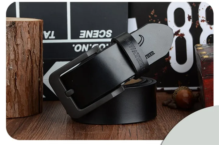 COWATHER male belt for mens high quality cow genuine leather belts 2021 hot sale strap fashion new jeans Black Buckle XF010