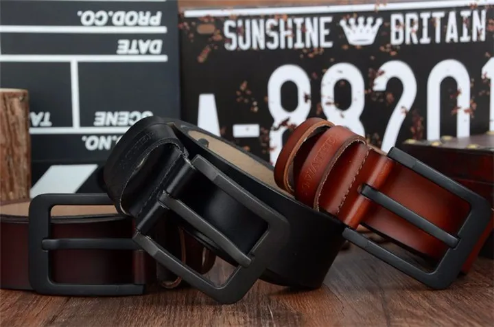 COWATHER male belt for mens high quality cow genuine leather belts 2021 hot sale strap fashion new jeans Black Buckle XF010