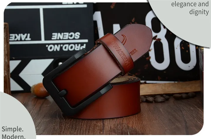 COWATHER male belt for mens high quality cow genuine leather belts 2021 hot sale strap fashion new jeans Black Buckle XF010